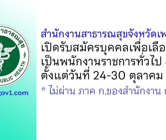 สำนักงานสาธารณสุขจังหวัดเพชรบูรณ์ รับสมัครบุคคลเพื่อเลือกสรรเป็นพนักงานราชการทั่วไป 4 อัตรา