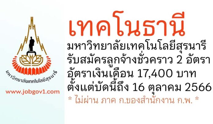 เทคโนธานี มหาวิทยาลัยเทคโนโลยีสุรนารี รับสมัครลูกจ้างชั่วคราว 2 อัตรา