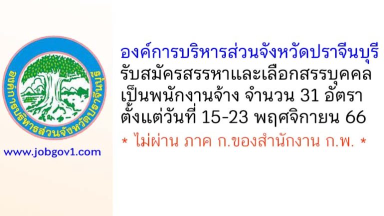 องค์การบริหารส่วนจังหวัดปราจีนบุรี รับสมัครสรรหาและเลือกสรรบุคคลเป็นพนักงานจ้าง 31 อัตรา