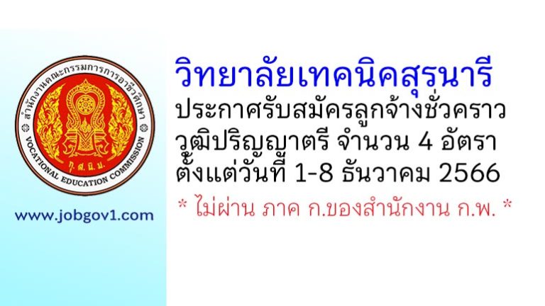 วิทยาลัยเทคนิคสุรนารี รับสมัครลูกจ้างชั่วคราว 4 อัตรา