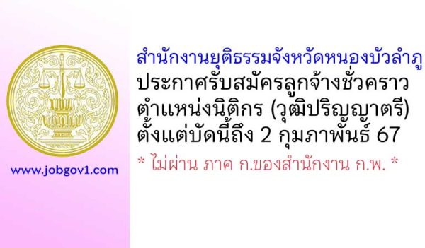 สำนักงานยุติธรรมจังหวัดหนองบัวลำภู รับสมัครลูกจ้างชั่วคราว ตำแหน่งนิติกร