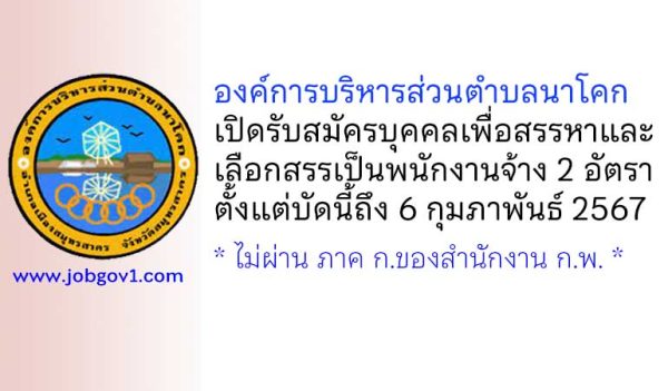 องค์การบริหารส่วนตำบลนาโคก รับสมัครบุคคลเพื่อสรรหาและเลือกสรรเป็นพนักงานจ้าง 2 อัตรา