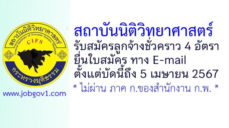 สถาบันนิติวิทยาศาสตร์ รับสมัครลูกจ้างชั่วคราว 4 อัตรา
