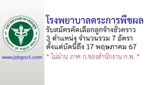 โรงพยาบาลตระการพืชผล รับสมัครคัดเลือกลูกจ้างชั่วคราว 7 อัตรา