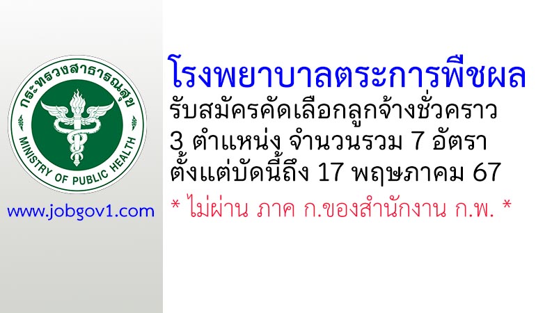 โรงพยาบาลตระการพืชผล รับสมัครคัดเลือกลูกจ้างชั่วคราว 7 อัตรา