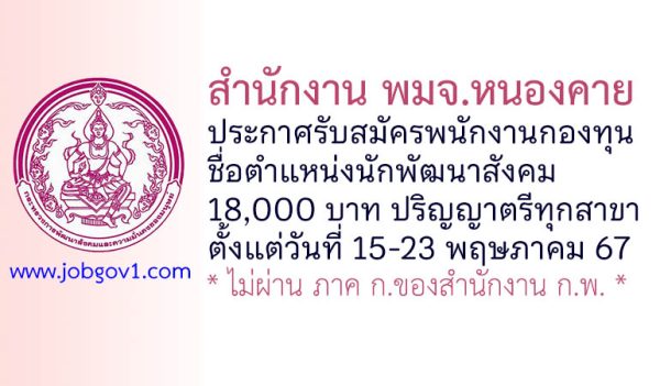สำนักงาน พมจ.หนองคาย รับสมัครบุคคลเพื่อเลือกสรรเป็นพนักงานกองทุน ตำแหน่งนักพัฒนาสังคม