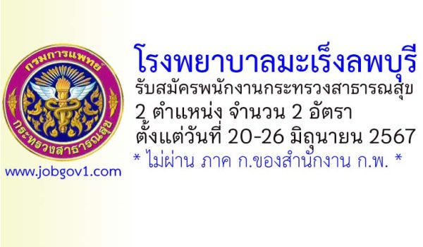 โรงพยาบาลมะเร็งลพบุรี รับสมัครพนักงานกระทรวงสาธารณสุขทั่วไป 2 อัตรา