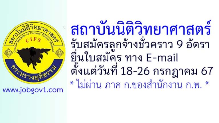 สถาบันนิติวิทยาศาสตร์ รับสมัครลูกจ้างชั่วคราว 9 อัตรา