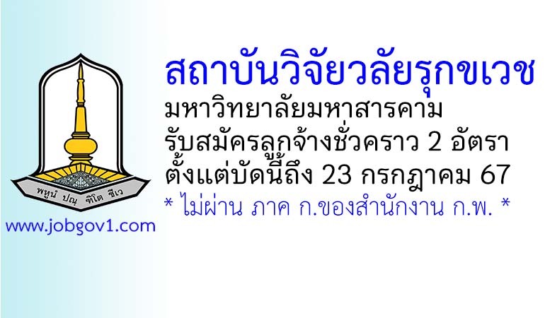 สถาบันวิจัยวลัยรุกขเวช มหาวิทยาลัยมหาสารคาม รับสมัครลูกจ้างชั่วคราว 2 อัตรา