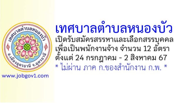 เทศบาลตำบลหนองบัว รับสมัครสรรหาและเลือกสรรบุคคลเพื่อเป็นพนักงานจ้าง 12 อัตรา