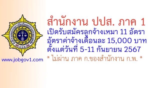สำนักงาน ปปส. ภาค 1 รับสมัครลูกจ้างเหมาบริการ 11 อัตรา