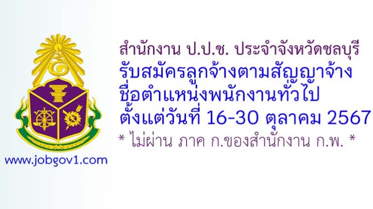 สำนักงาน ป.ป.ช. ประจำจังหวัดชลบุรี รับสมัครลูกจ้างตามสัญญาจ้าง ตำแหน่งพนักงานทั่วไป