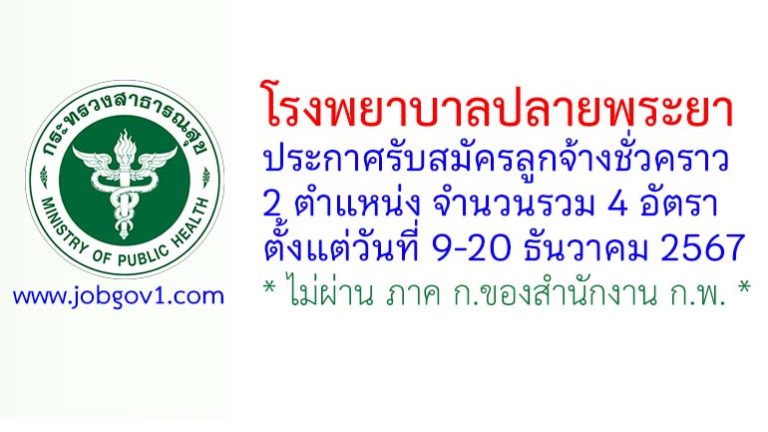 โรงพยาบาลปลายพระยา รับสมัครลูกจ้างชั่วคราว 4 อัตรา