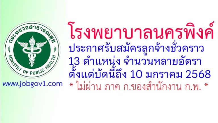 โรงพยาบาลนครพิงค์ รับสมัครลูกจ้างชั่วคราว 13 ตำแหน่ง จำนวนหลายอัตรา