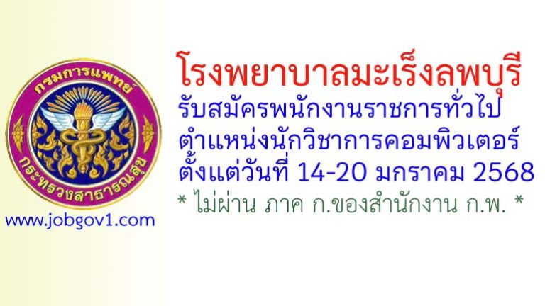 โรงพยาบาลมะเร็งลพบุรี รับสมัครพนักงานราชการทั่วไป ตำแหน่งนักวิชาการคอมพิวเตอร์