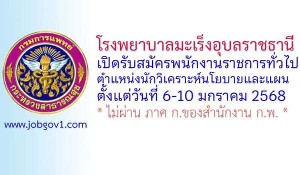 โรงพยาบาลมะเร็งอุบลราชธานี รับสมัครพนักงานราชการทั่วไป ตำแหน่งนักวิเคราะห์นโยบายและแผน