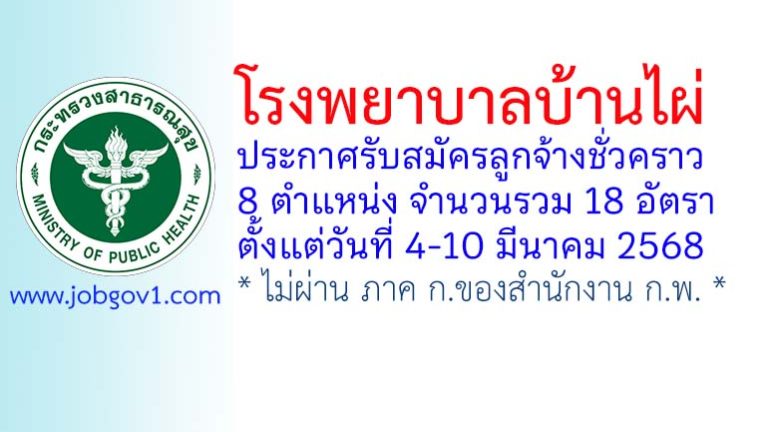 โรงพยาบาลบ้านไผ่ รับสมัครลูกจ้างชั่วคราว 18 อัตรา