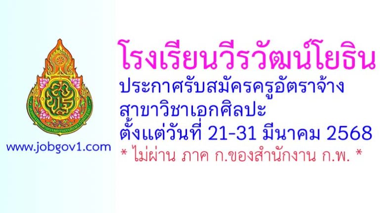 โรงเรียนวีรวัฒน์โยธิน รับสมัครครูอัตราจ้าง สาขาวิชาเอกศิลปะ