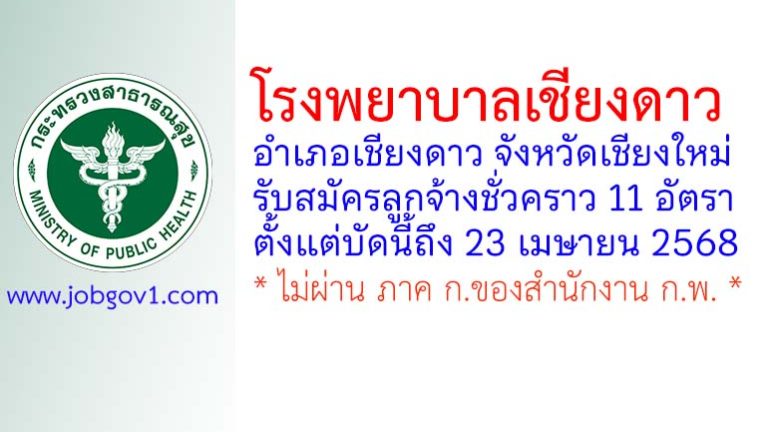 โรงพยาบาลเชียงดาว รับสมัครลูกจ้างชั่วคราว 11 อัตรา
