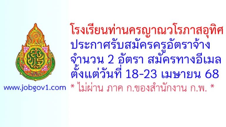 โรงเรียนท่านครญาณวโรภาสอุทิศ รับสมัครครูอัตราจ้าง 2 อัตรา