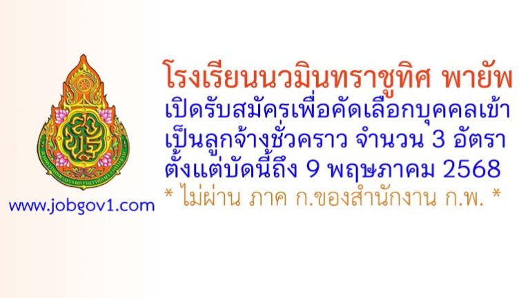 โรงเรียนนวมินทราชูทิศ พายัพ รับสมัครลูกจ้างชั่วคราว 3 อัตรา