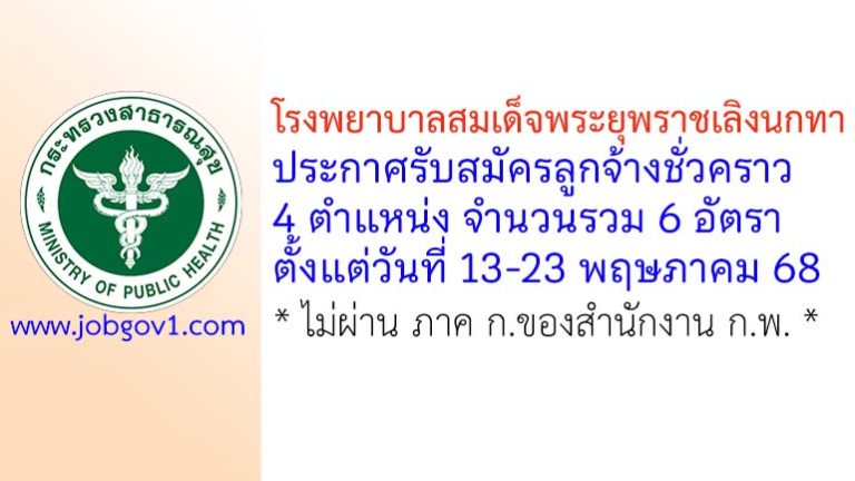 โรงพยาบาลสมเด็จพระยุพราชเลิงนกทา รับสมัครลูกจ้างชั่วคราว 6 อัตรา