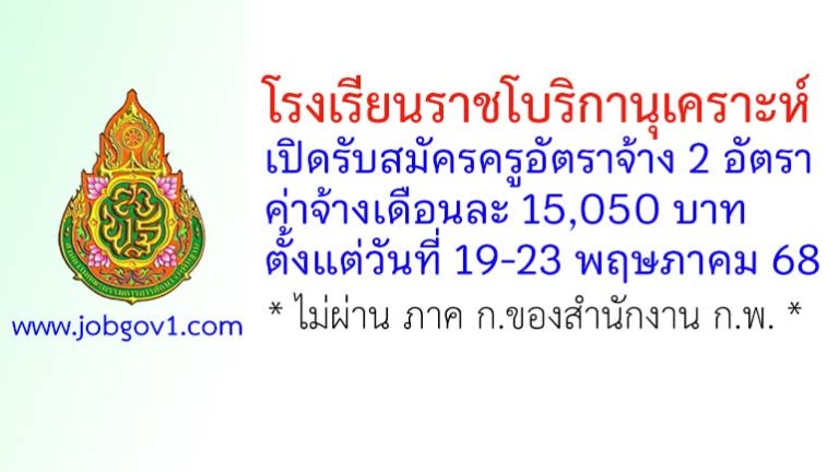 โรงเรียนราชโบริกานุเคราะห์ รับสมัครครูอัตราจ้าง 2 อัตรา
