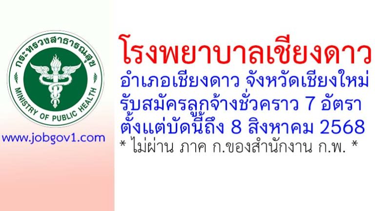 โรงพยาบาลเชียงดาว รับสมัครลูกจ้างชั่วคราว 7 อัตรา