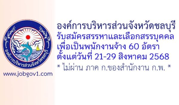 องค์การบริหารส่วนจังหวัดชลบุรี รับสมัครสรรหาและเลือกสรรบุคคลเพื่อเป็นพนักงานจ้าง 60 อัตรา