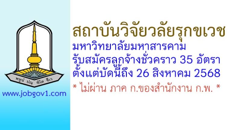 สถาบันวิจัยวลัยรุกขเวช มหาวิทยาลัยมหาสารคาม รับสมัครลูกจ้างชั่วคราว 35 อัตรา