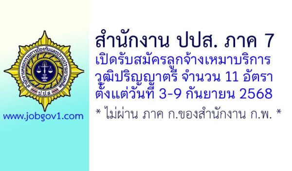 สำนักงาน ปปส. ภาค 7 รับสมัครลูกจ้างเหมาบริการ 11 อัตรา