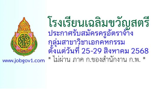 โรงเรียนเฉลิมขวัญสตรี รับสมัครครูอัตราจ้าง วิชาเอกคหกรรม