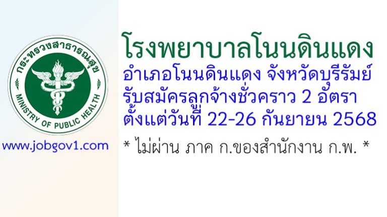 โรงพยาบาลโนนดินแดง รับสมัครลูกจ้างชั่วคราว 2 อัตรา