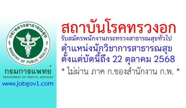 สถาบันโรคทรวงอก รับสมัครพนักงานกระทรวงสาธารณสุขทั่วไป ตำแหน่งนักวิชาการสาธารณสุข