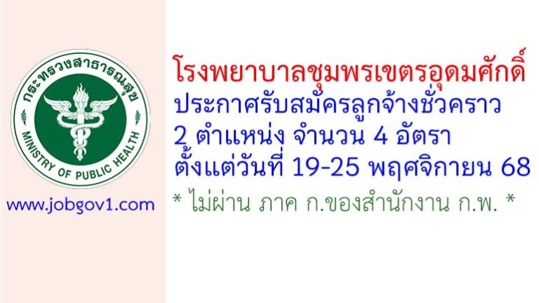 โรงพยาบาลชุมพรเขตรอุดมศักดิ์ รับสมัครลูกจ้างชั่วคราว 4 อัตรา