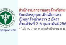 สำนักงานสาธารณสุขจังหวัดพะเยา รับสมัครบุคคลเพื่อเลือกสรรเป็นลูกจ้างชั่วคราว 2 อัตรา