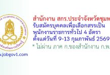 สำนักงาน สกร.ประจำจังหวัดชุมพร รับสมัครบุคคลเพื่อเลือกสรรเป็นพนักงานราชการทั่วไป 4 อัตรา