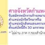 ศาลจังหวัดกำแพงเพชร รับสมัครพนักงานจ้างเหมาบริการ ตำแหน่งนักจิตวิทยาหรือนักสังคมสงเคราะห์