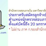สำนักตรวจสอบภายใน มหาวิทยาลัยมหาสารคาม รับสมัครลูกจ้างชั่วคราว ตำแหน่งนักตรวจสอบภายใน