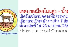 เทศบาลเมืองโนนสูง – น้ำคำ รับสมัครบุคคลเพื่อสรรหาและเลือกสรรเป็นพนักงานจ้าง 7 อัตรา