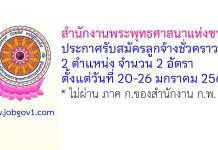 สำนักงานพระพุทธศาสนาแห่งชาติ รับสมัครลูกจ้างชั่วคราว 2 อัตรา