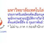 มหาวิทยาลัยเทคโนโลยีสุรนารี รับสมัครคัดเลือกบุคคลเป็นพนักงานสายปฏิบัติการวิชาชีพ 2 อัตรา