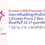 สถานสงเคราะห์เด็กบ้านแคนทอง จังหวัดขอนแก่น รับสมัครลูกจ้างชั่วคราว 2 อัตรา
