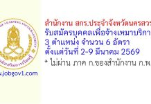 สำนักงาน สกร.ประจำจังหวัดนครสวรรค์ รับสมัครบุคคลเพื่อจ้างเหมาบริการ 6 อัตรา