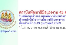 สถาบันพัฒนาฝีมือแรงงาน 43 ตาก รับสมัครลูกจ้างกองทุนพัฒนาฝีมือแรงงาน ตำแหน่งนักวิชาการพัฒนาฝีมือแรงงาน