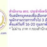 สำนักงาน สกร. ประจำจังหวัดอุทัยธานี รับสมัครบุคคลเพื่อเลือกสรรเป็นพนักงานราชการทั่วไป 3 อัตรา