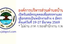 องค์การบริหารส่วนตำบลบ้านกุ่ม รับสมัครบุคคลเพื่อสรรหาและเลือกสรรเป็นพนักงานจ้าง 4 อัตรา