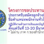 โครงการชลประทานบุรีรัมย์ รับสมัครลูกจ้างชั่วคราว ตำแหน่งพนักงานทั่วไป ปฏิบัติงานด้านการเงินและบัญชี 3 อัตรา