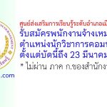 ศูนย์ส่งเสริมการเรียนรู้ระดับอำเภอเมืองเชียงใหม่ รับสมัครพนักงานจ้างเหมาบริการ ตำแหน่งนักวิชาการคอมพิวเตอร์