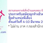 สถานสงเคราะห์เด็กบ้านแคนทอง จังหวัดขอนแก่น รับสมัครลูกจ้างชั่วคราว ตำแหน่งพี่เลี้ยง